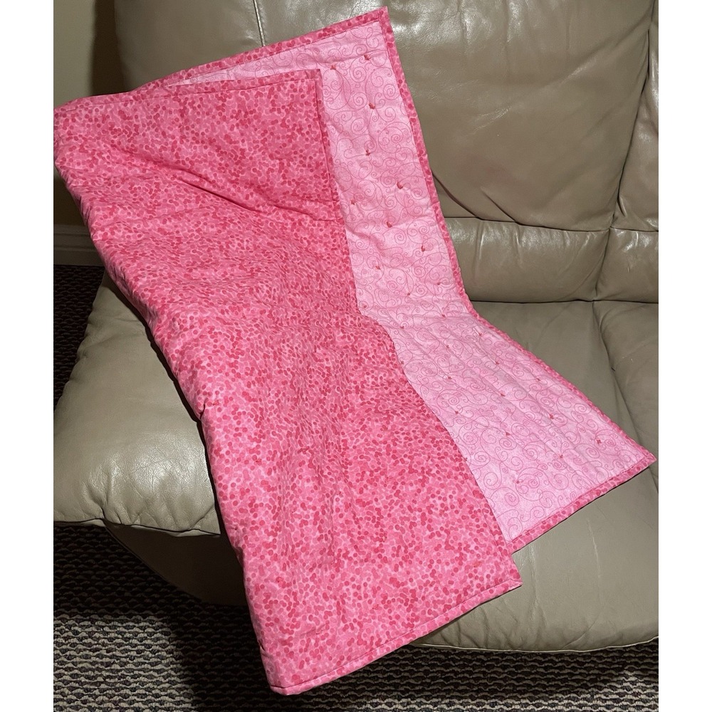Handmade Quilt Lap Throw Breast Cancer Awareness Pink Baby Blanket 34" x 37"